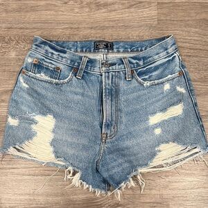 Abercrombie & Fitch Light Blue Distressed Jean Shorts - Annie High Rise